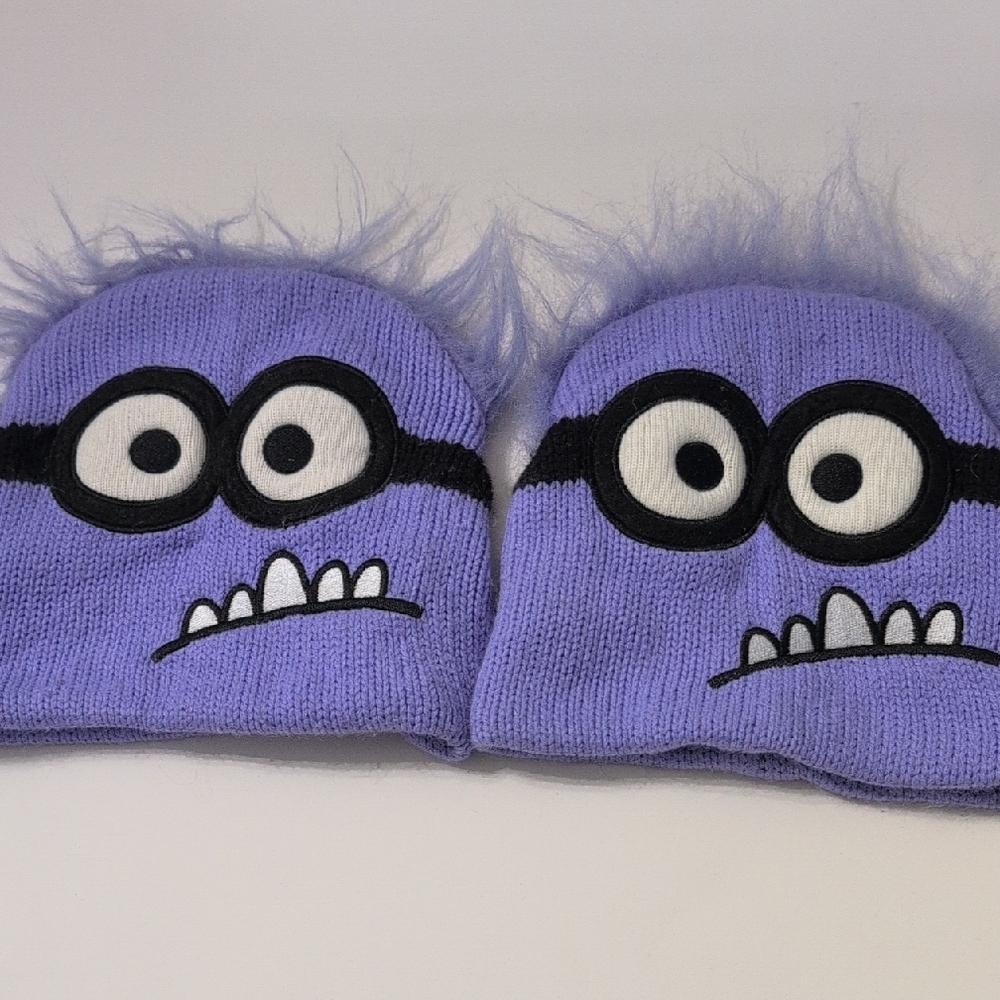 Purple Kids Monster Beanie Set